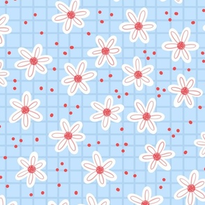 Whimsical Floral Daisy Grid Modern Playful 20in