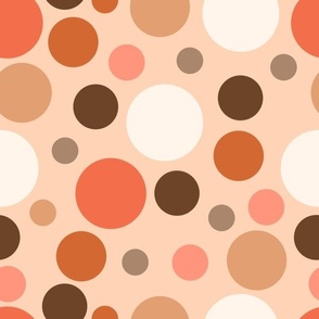 Retro Dots: Coral Peach and Brown Polka Dot Pattern 12in