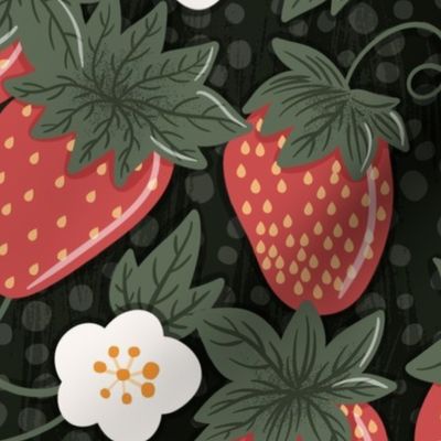 Berry Bliss: Red and Green Strawberry Patch Pattern 20 inch