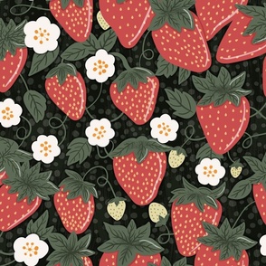 Berry Bliss: Red and Green Strawberry Patch Pattern 20 inch