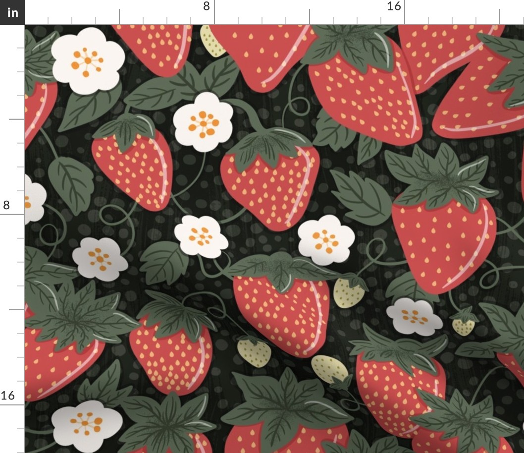 Berry Bliss: Red and Green Strawberry Patch Pattern 20 inch