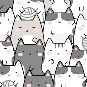 Kawaii Cat Crowd Gray