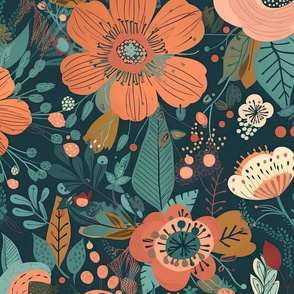 Rustic Bohemian Floral Dark