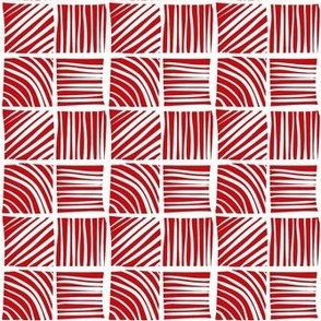 Smaller Scale Crosshatch Geometric in Poppy Red