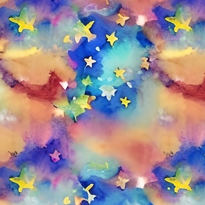 Rainbow Watercolors With Stars