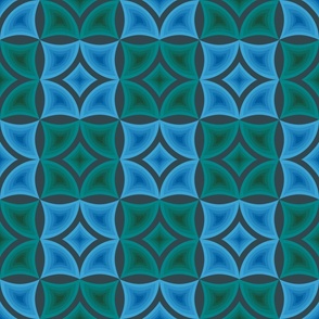 Playful Geometric Pattern - Panton Ultra-Steady. Green and Blue Colors