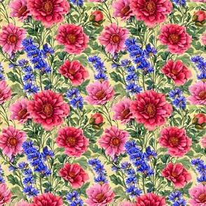 Asters and Statice Floral Pattern