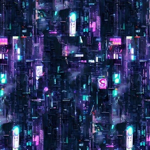 Digital Landscape in Purple and Blue