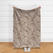 07 Soft Spring- Victorian Floral- Cinnamon Brown on Off White- Climbing Vine with Flowers- Petal Signature Solids - Earth Tones- Terracotta- Natural- Neutral- William Morris Wallpaper- Large