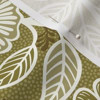 08 Soft Spring- Victorian Floral- Off White on Moss Green- Climbing Vine with Flowers- Petal Signature Solids - Earth Tones- Olive- Earthy Green- Natural- Neutral- William Morris- Medium
