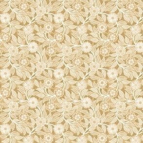 10 Soft Spring- Victorian Floral- Off White on Honey Mustard- Climbing Vine with Flowers- Petal Signature Solids - Earth Tones- Gold- Golden- Ocher- Natural- William Morris- Micro