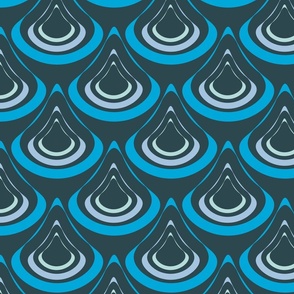 [Medium] Art Deco Water Drop Blue Waves Dark