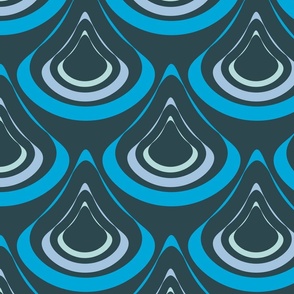 [Large] Art Deco Water Drop Blue Waves Dark