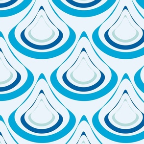 [Large] Art Deco Water Drop Blue Waves