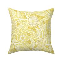 11 Soft Spring- Victorian Floral- Off White on Buttercup Yellow- Climbing Vine with Flowers- Petal Signature Solids - Bright Pastel- Gold- Golden-  Natural- William Morris- Medium 