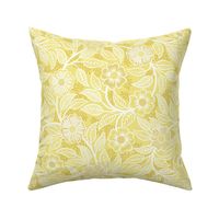 11 Soft Spring- Victorian Floral- Off White on Buttercup Yellow- Climbing Vine with Flowers- Petal Signature Solids - Bright Pastel- Gold- Golden-  Natural- William Morris- Small 