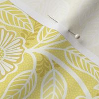 11 Soft Spring- Victorian Floral- Off White on Buttercup Yellow- Climbing Vine with Flowers- Petal Signature Solids - Bright Pastel- Gold- Golden-  Natural- William Morris- Small 