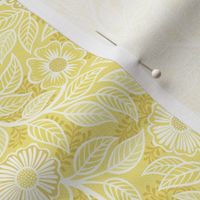 11 Soft Spring- Victorian Floral- Off White on Buttercup Yellow- Climbing Vine with Flowers- Petal Signature Solids - Bright Pastel- Gold- Golden-  Natural- William Morris- Mini