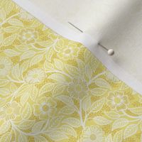 11 Soft Spring- Victorian Floral- Off White on Buttercup Yellow- Climbing Vine with Flowers- Petal Signature Solids - Bright Pastel- Gold- Golden-  Natural- William Morris- Micro 