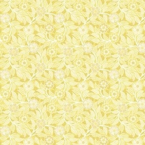 11 Soft Spring- Victorian Floral- Off White on Buttercup Yellow- Climbing Vine with Flowers- Petal Signature Solids - Bright Pastel- Gold- Golden-  Natural- William Morris- Micro 