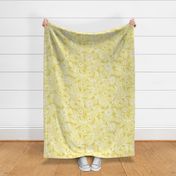11 Soft Spring- Victorian Floral- Off White on Buttercup Yellow- Climbing Vine with Flowers- Petal Signature Solids - Bright Pastel- Gold- Golden-  Natural- William Morris Wallpaper- Large