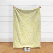 11 Soft Spring- Victorian Floral-Buttercup Yellow on Off White- Climbing Vine with Flowers- Petal Signature Solids - Bright Pastel- Gold- Golden- Ocher- Natural- William Morris Wallpaper- Extra Large