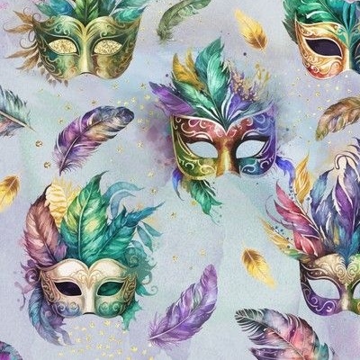 Mardi Gras Masks Fabric by the Yard/Piece