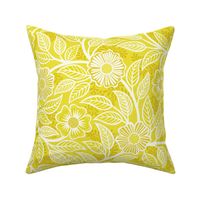 12 Soft Spring- Victorian Floral- Off White on Lemon Lime- Climbing Vine with Flowers- Petal Signature Solids - Bright Yellow- Gold- Golden- Natural- William Morris Wallpaper- Medium