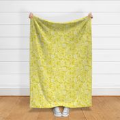 12 Soft Spring- Victorian Floral- Off White on Lemon Lime- Climbing Vine with Flowers- Petal Signature Solids - Bright Yellow- Gold- Golden- Natural- William Morris Wallpaper- Medium
