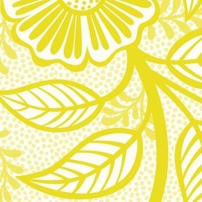 12 Soft Spring- Victorian Floral-Lemon Lime Yellow on Off White- Climbing Vine with Flowers- Petal Signature Solids - Bright Yellow- Gold- Golden- Natural- William Morris Wallpaper- Extra Large