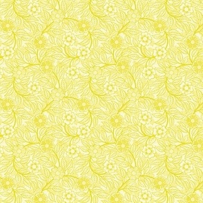 12 Soft Spring- Victorian Floral-Lemon Lime Yellow on Off White- Climbing Vine with Flowers- Petal Signature Solids - Bright Yellow- Gold- Golden- Natural- William Morris Wallpaper- Micro
