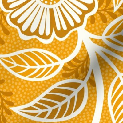 13 Soft Spring- Victorian Floral- Off White on Marigold Orange- Climbing Vine with Flowers- Petal Signature Solids - Bright Orange- Gold- Golden- Natural- William Morris Wallpaper- Extra Large