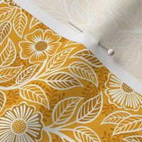 13 Soft Spring- Victorian Floral- Off White on Marigold Orange- Climbing Vine with Flowers- Petal Signature Solids - Bright Orange- Gold- Golden- Natural- William Morris Wallpaper- Mini