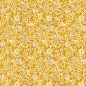 13 Soft Spring- Victorian Floral- Off White on Marigold Orange- Climbing Vine with Flowers- Petal Signature Solids - Bright Orange- Gold- Golden- Natural- William Morris Wallpaper- Micro