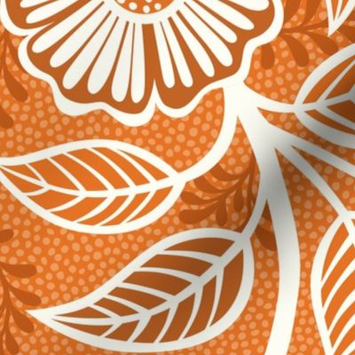 14 Soft Spring- Victorian Floral- Off White on Carrot Orange- Climbing Vine with Flowers- Petal Signature Solids - Bright Orange- Pumpkin- Natural- William Morris Wallpaper- Extra Large