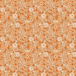 14 Soft Spring- Victorian Floral- Off White on Carrot Orange- Climbing Vine with Flowers- Petal Signature Solids - Bright Orange- Pumpkin- Natural- William Morris Wallpaper- Micro