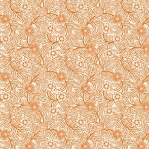 14 Soft Spring- Victorian Floral-Carrot Orange on Off White- Climbing Vine with Flowers- Petal Signature Solids - Bright Orange- Pumpkin- Natural- William Morris Wallpaper- Micro