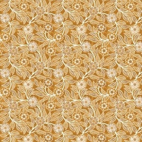 15 Soft Spring- Victorian Floral- Off White on Desert Sun Mustard- Climbing Vine with Flowers- Petal Signature Solids - Earth Tones- Gold- Golden- Ocher- Natural- Micro