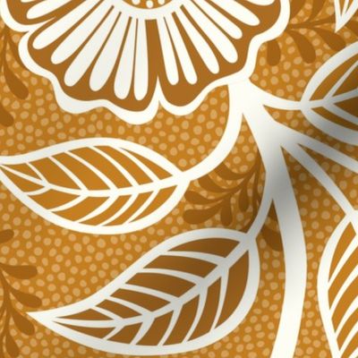 15 Soft Spring- Victorian Floral- Off White on Desert Sun Mustard- Climbing Vine with Flowers- Petal Signature Solids - Earth Tones- Gold- Golden- Ocher- Natural- William Morris Wallpaper- Extra Large