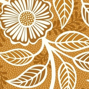 15 Soft Spring- Victorian Floral- Off White on Desert Sun Mustard- Climbing Vine with Flowers- Petal Signature Solids - Earth Tones- Gold- Golden- Ocher- Natural- William Morris Wallpaper- Large