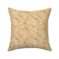 15 Soft Spring- Victorian Floral-Desert Sun Mustard on Off White- Climbing Vine with Flowers- Petal Signature Solids - Earth Tones- Gold- Golden- Ocher- Natural- sMini