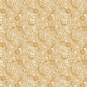 15 Soft Spring- Victorian Floral-Desert Sun Mustard on Off White- Climbing Vine with Flowers- Petal Signature Solids - Earth Tones- Gold- Golden- Ocher- Natural- ssMicro