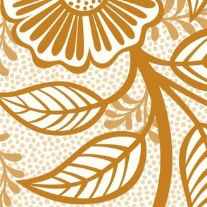 15 Soft Spring- Victorian Floral-Desert Sun Mustard on Off White- Climbing Vine with Flowers- Petal Signature Solids - Earth Tones- Gold- Golden- Ocher- Natural- William Morris Wallpaper- Extra Large