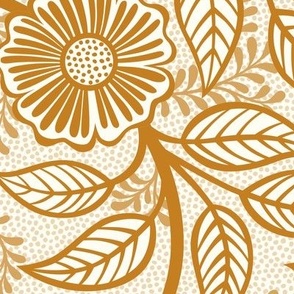 15 Soft Spring- Victorian Floral-Desert Sun Mustard on Off White- Climbing Vine with Flowers- Petal Signature Solids - Earth Tones- Gold- Golden- Ocher- Natural- William Morris Wallpaper- Large