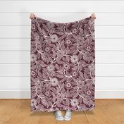 16 Soft Spring- Victorian Floral- Off White on Wine- Climbing Vine with Flowers- Petal Signature Solids - Earth Tones- Burgundy- Dark Red- Natural- William Morris Wallpaper- Extra Large