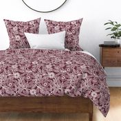 16 Soft Spring- Victorian Floral- Off White on Wine- Climbing Vine with Flowers- Petal Signature Solids - Earth Tones- Burgundy- Dark Red- Natural- William Morris Wallpaper- Medium