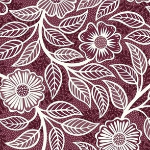 16 Soft Spring- Victorian Floral- Off White on Wine- Climbing Vine with Flowers- Petal Signature Solids - Earth Tones- Burgundy- Dark Red- Natural- William Morris Wallpaper- Small