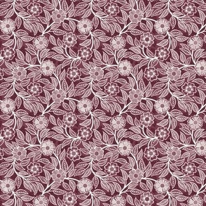16 Soft Spring- Victorian Floral- Off White on Wine- Climbing Vine with Flowers- Petal Signature Solids - Earth Tones- Burgundy- Dark Red- Natural- William Morris Wallpaper- ssMicro