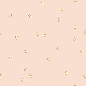 Cream and Green Retro Scattered Droplets on Soft Pink - Sweet Lorelai Collection