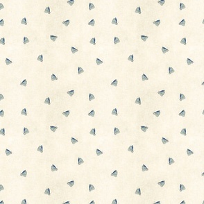 A sweet ditsy pattern of tossed little blue butterflies on a cream background with a vintage linen texture